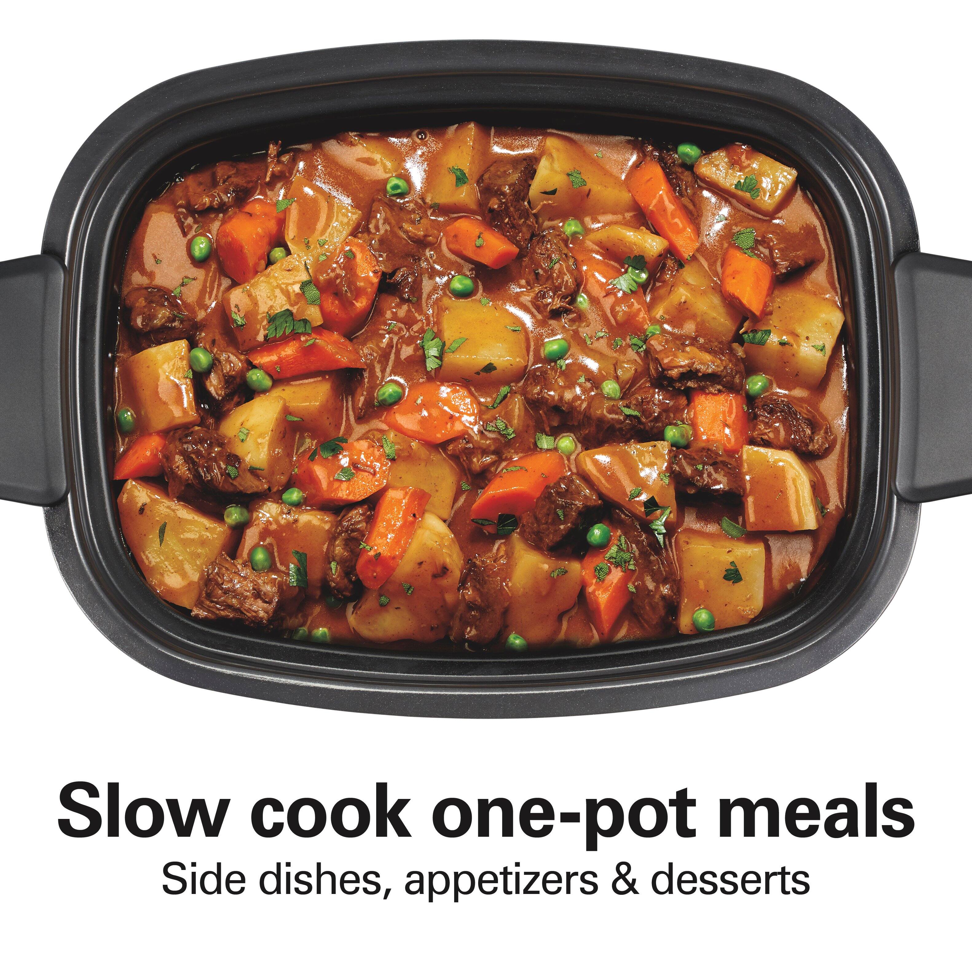 Slow cook one-pot meals  
Side dishes, appetizers & desserts