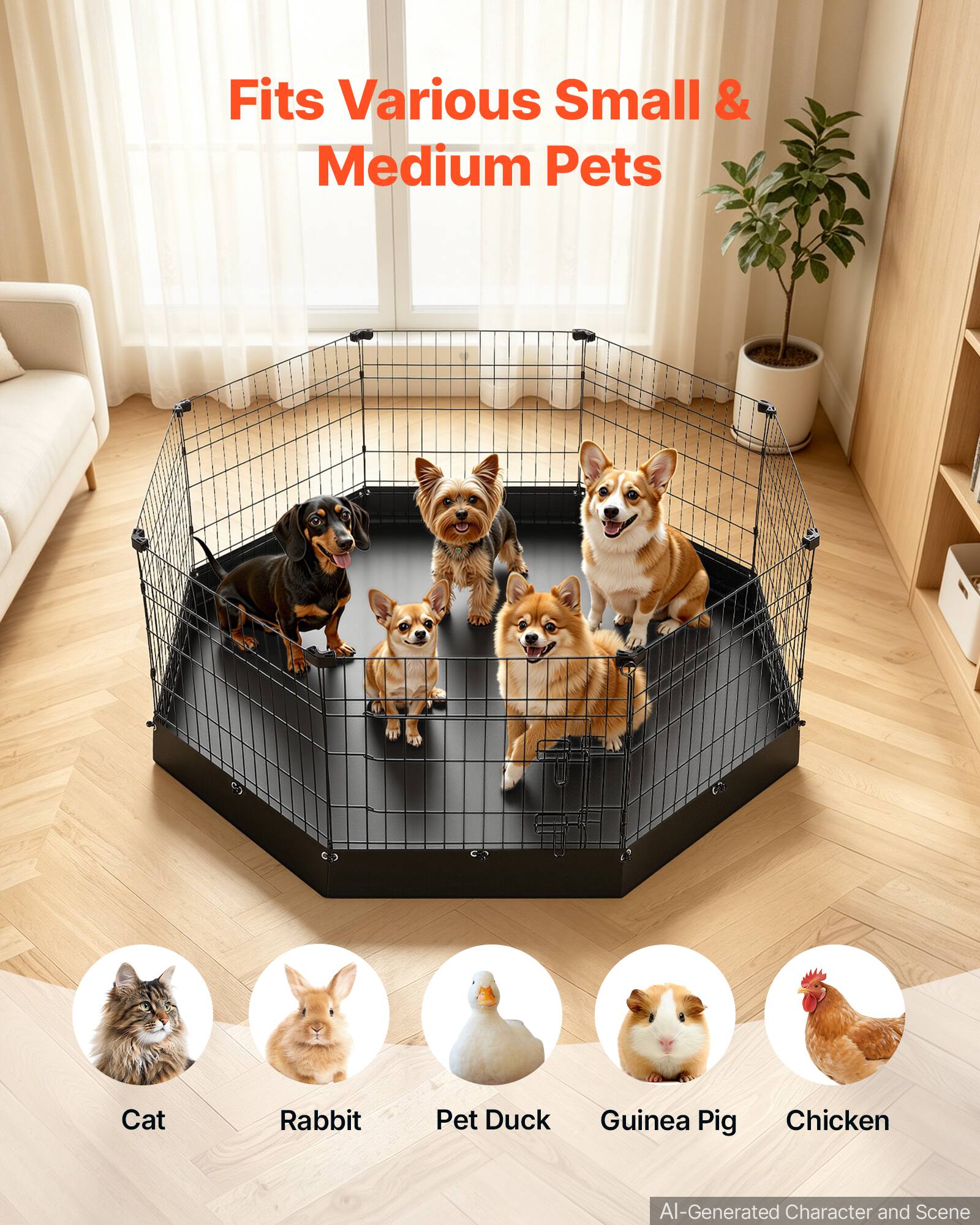 Fits Various Small & Medium Pets

Cat
Rabbit
Pet Duck
Guinea Pig
Chicken

AI-Generated Character and Scene