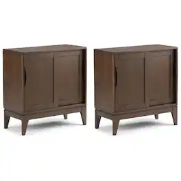 Simpli Home - Harper Solid Wood 30 inch Storage Cabinet (Set of 2) - Walnut Brown