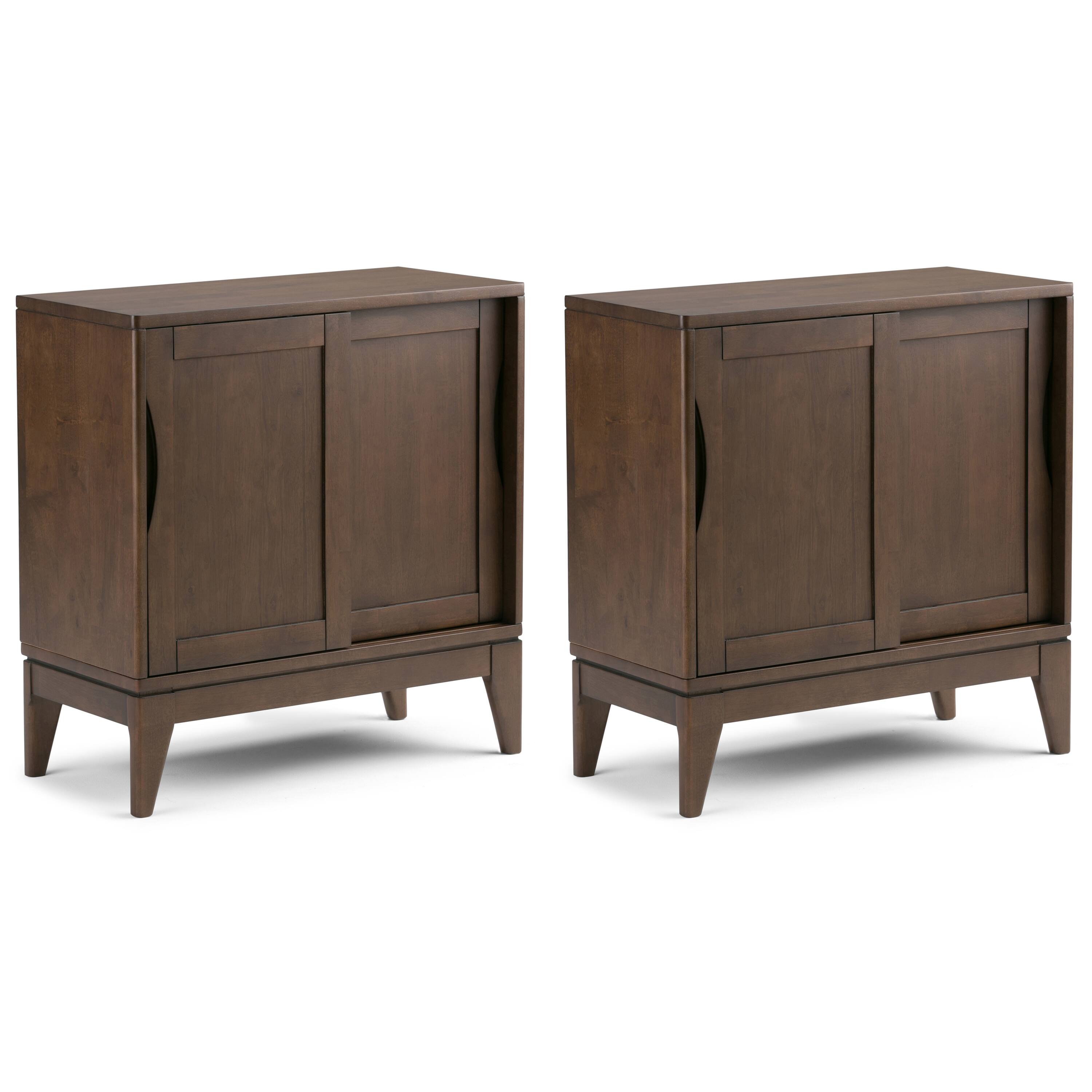 Front. Simpli Home - Harper Solid Wood 30 inch Storage Cabinet in Walnut Brown (Set of 2) - Walnut Brown.