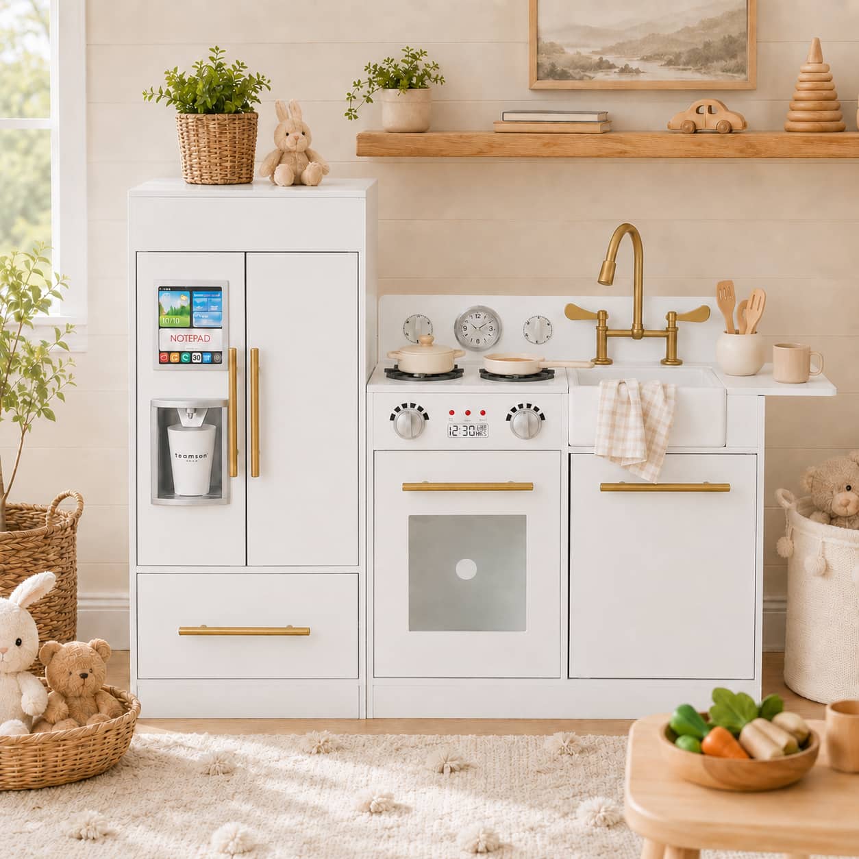 Teamson Kids - Little Chef Charlotte Modern Play Kitchen, White/Gold