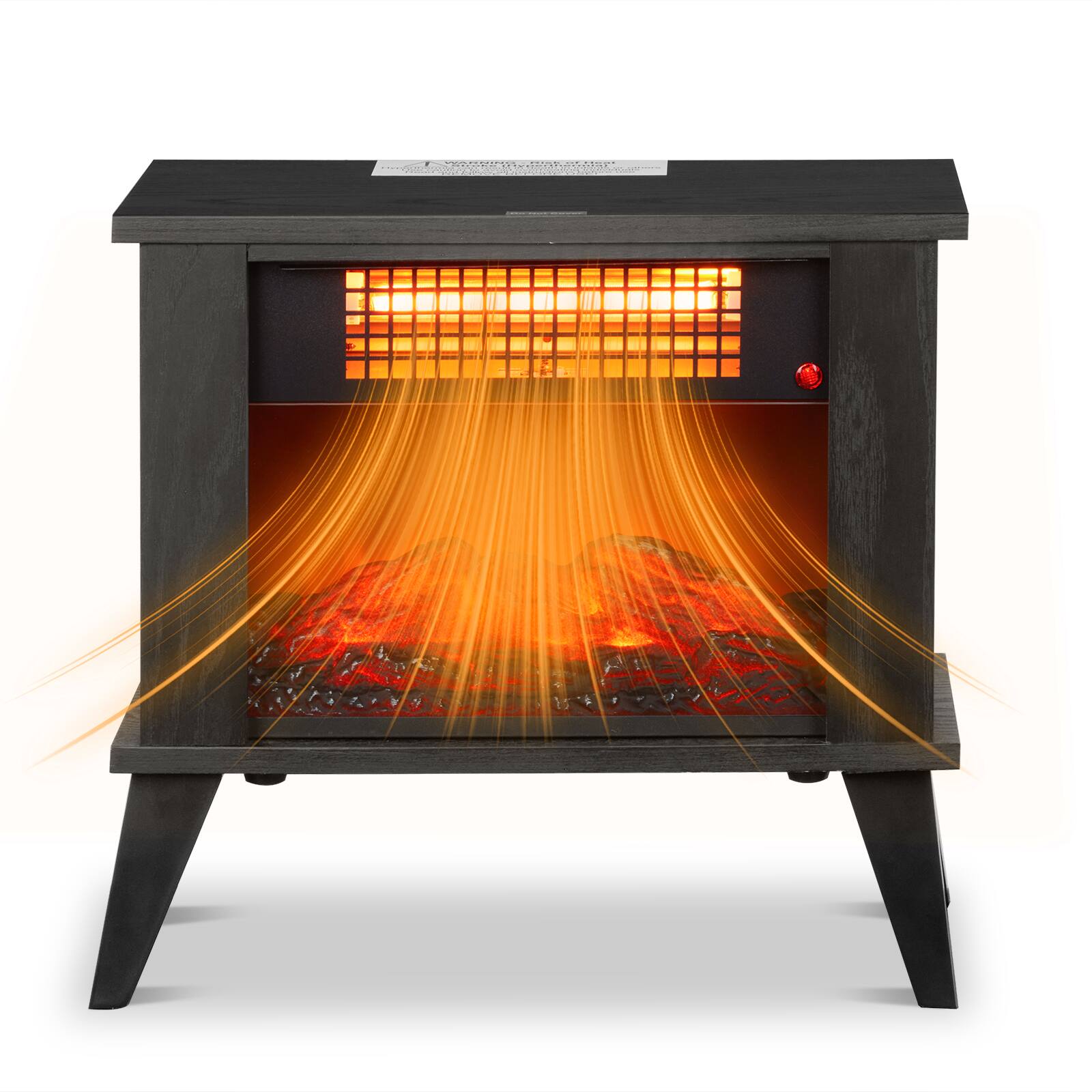Alt View 1. Winado - 15" Electric Fireplace Heater, Freestanding Wooden Fireplace Stove with 3D Realistic Flame, Overheat Protection, 1000W - Black.