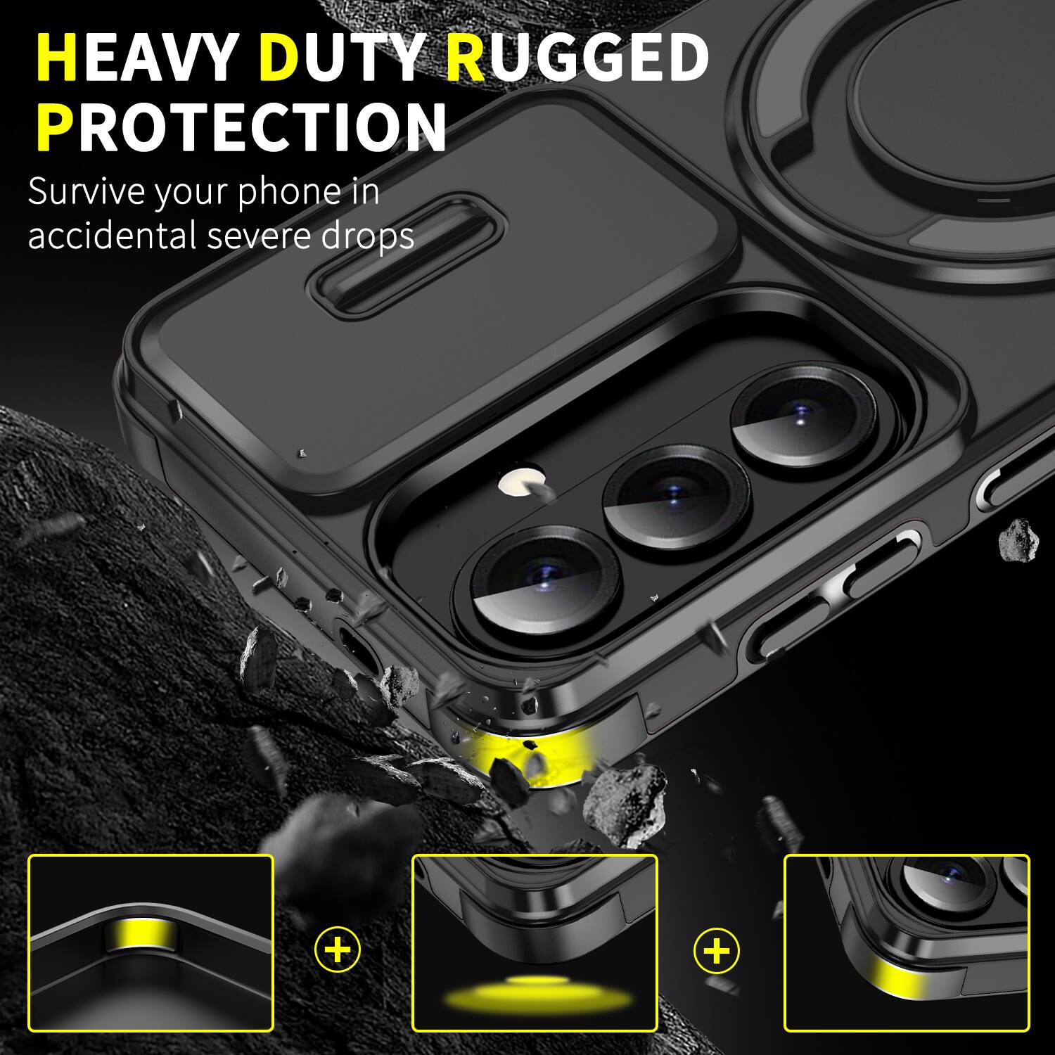 HEAVY DUTY RUGGED PROTECTION  
Survive your phone in accidental severe drops