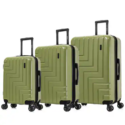 Front. DUKAP - Zahav Lightweight Hardside Spinner 3 Piece Luggage Set 20"/24"/28" - GREEN.