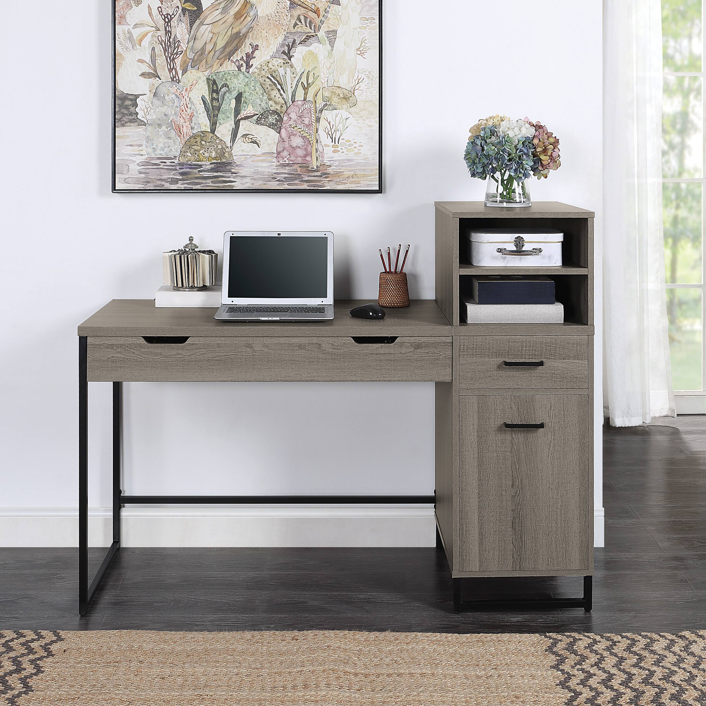 Alt View 13. OSP Home Furnishings - Hagney Lane 54" Wide Sit-To-Stand Desk - Farm Oak.