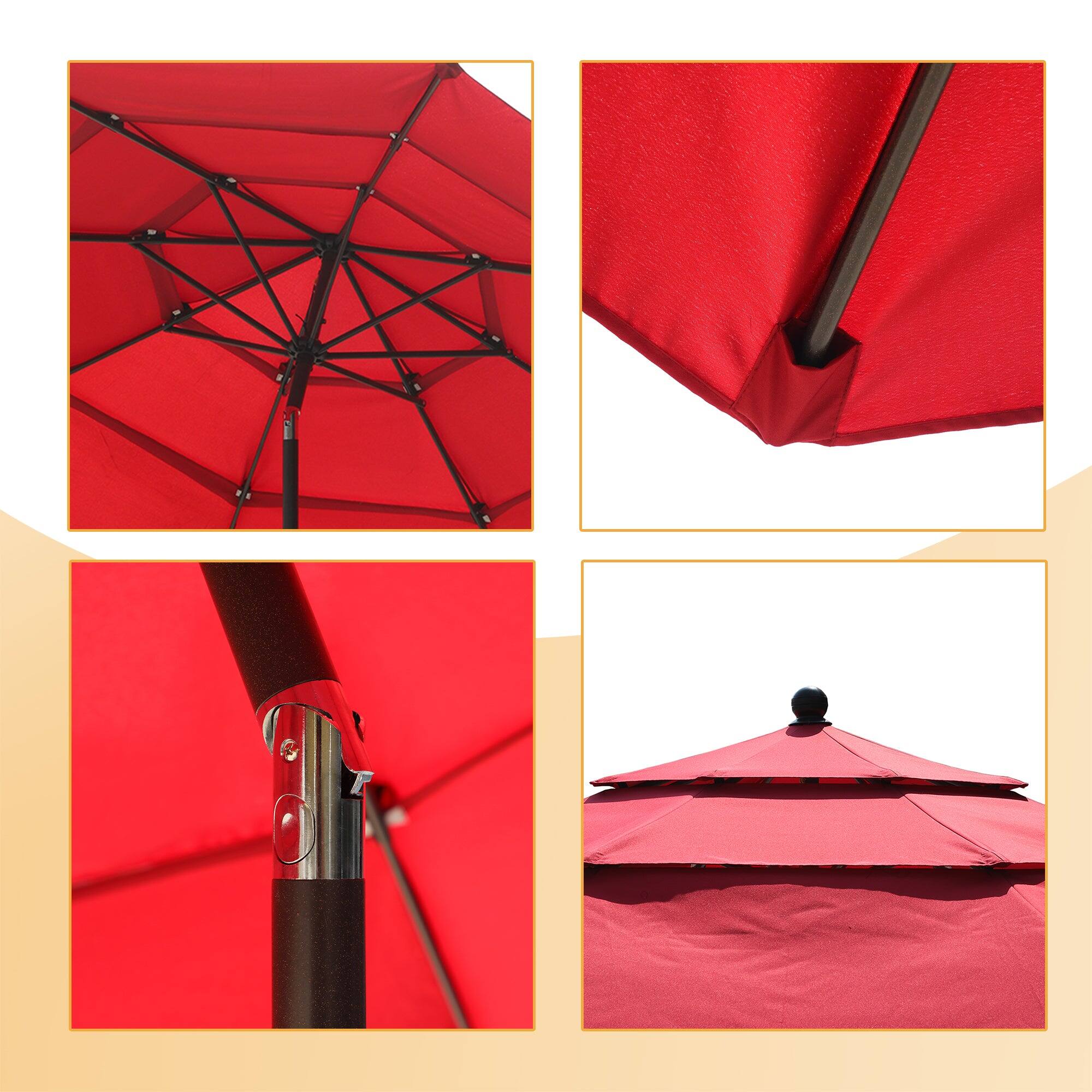 Alt View 8. Boyel Living - Aluminum Patio Market Umbrella Double or Triple Vent with Tilt - Red.