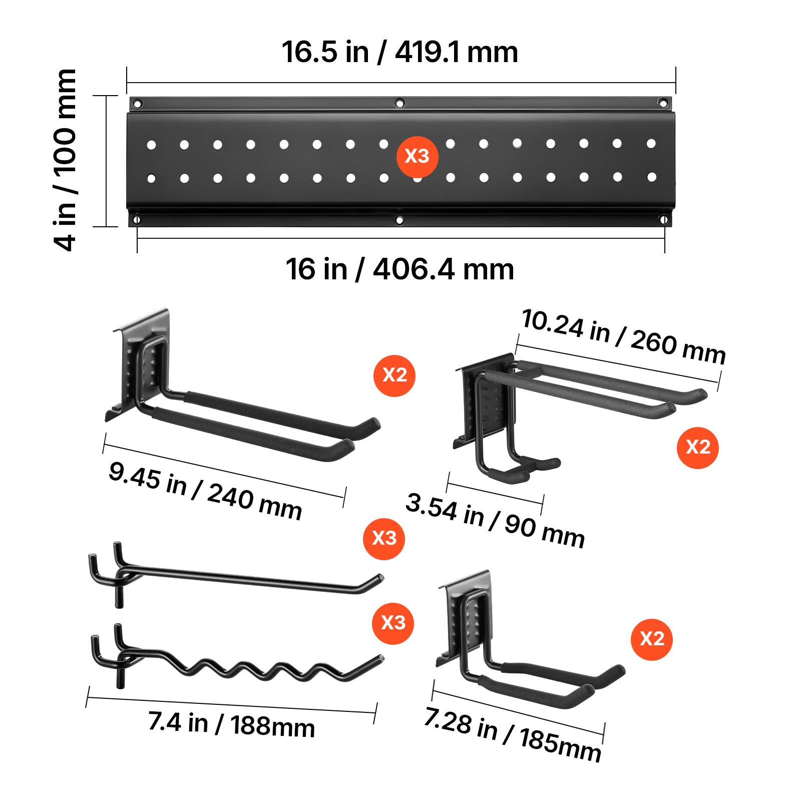 mm 100 / in 4

16.5 in / 419.1mm X3

16 in / 406.4 mm

10.24 in / 260 mm X2

9.45 in / 240 mm

3.54 in / 90 mm X3

7.4 in / 188mm

7.28 in / 185mm