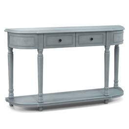 Kadyn - 52 Inch Retro Console Table with 2 Drawers and Open Shelf Entryway Sofa Table- Narrow Console Table - Blue