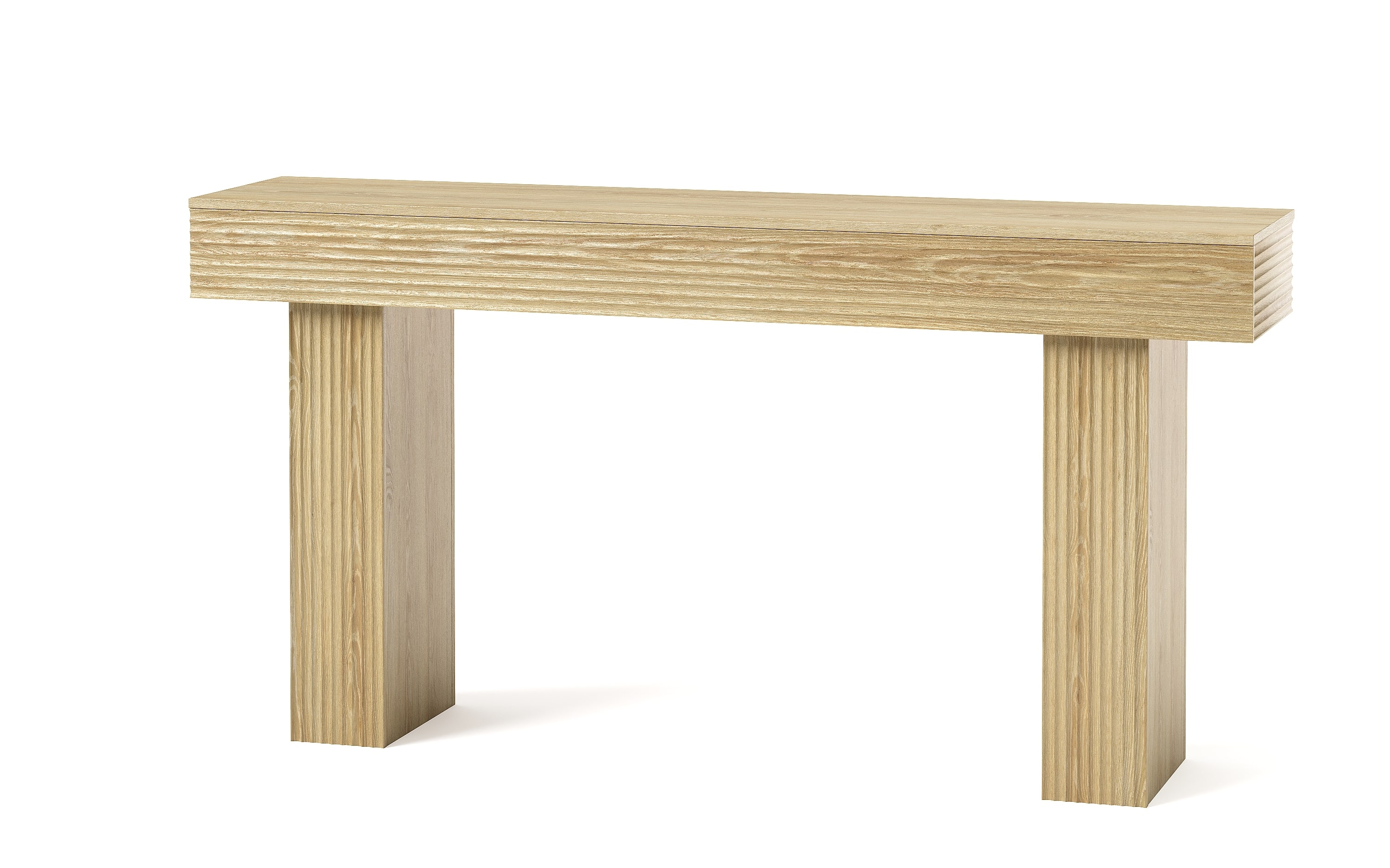 Bestier - 63 Inch Fluted Console Table, Rustic Wood Entryway Sofa Table - Natual Oak price history on PriceWatchPro