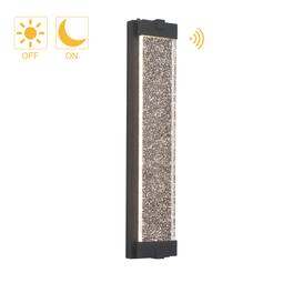 Umeiluce - 24 inches Crystal LED Outdoor Wall Sconce 3000K Dimmable Dark to Dawn - Matte Black