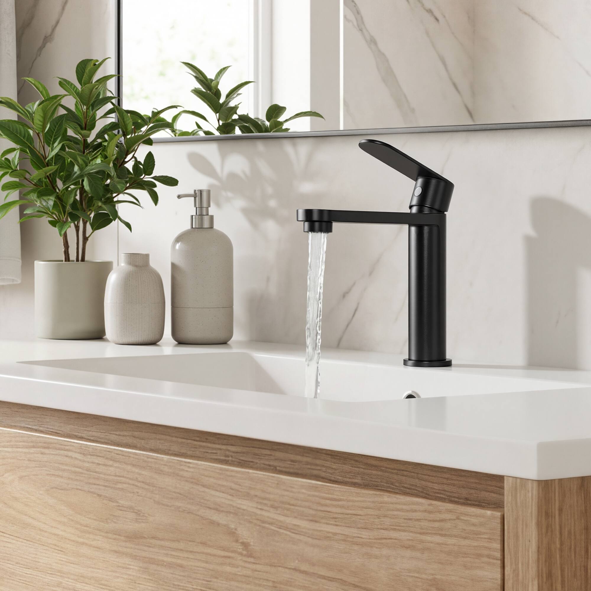 Alt View 7. Akicon - Akicon Single Handle Stainless Steel Bathroom Faucet in Black - Black.