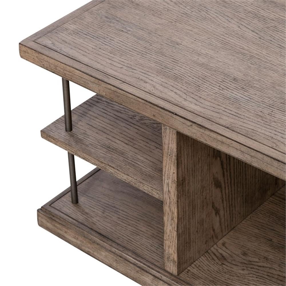 Alt View 2. Liberty Furniture Industries - City Scape Metal Accent Oak Wood Cocktail Table for Living Room Burnished Beige - Burnished Beige.