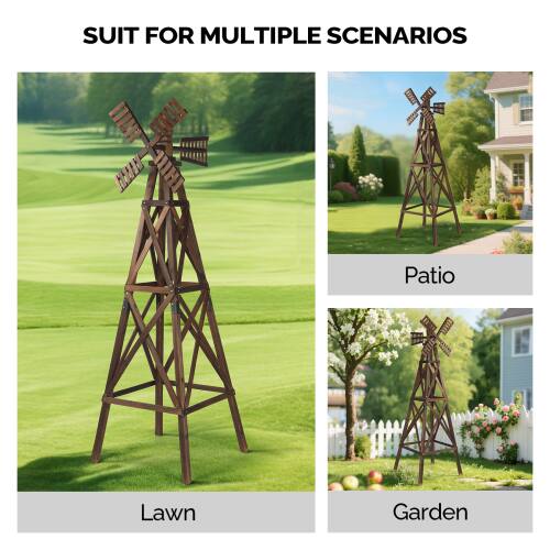 Winado 7FT Wooden Windmill Backyard Garden Decoration Weathervane