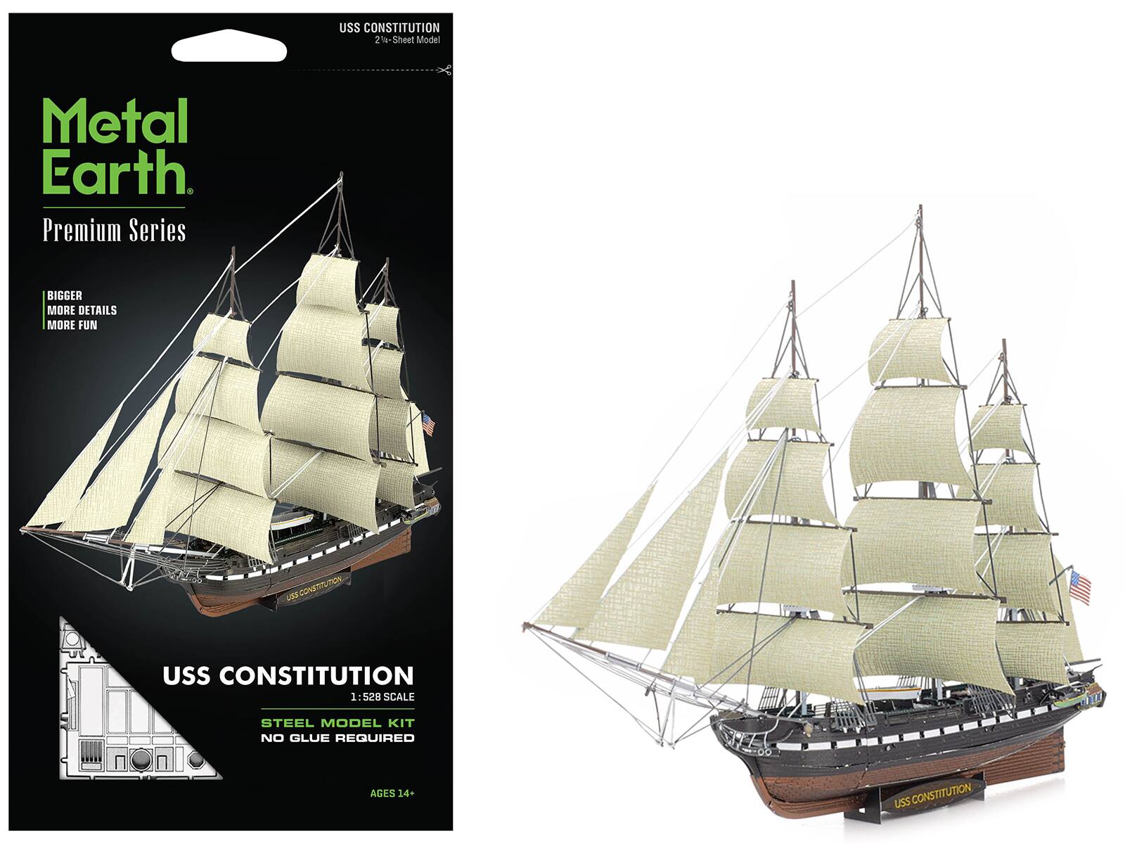 Model Kit USS Constitution Warship (Challenging Difficulty) Steel Model by Metal Earth - Brown