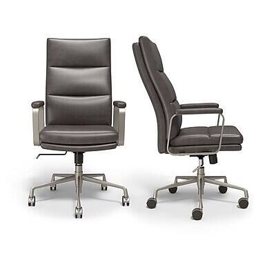Alt View 4. Staples - Staples® Shelton Ergonomic Leather Swivel Manager Chair, Gray (HG-70081) - Gray.