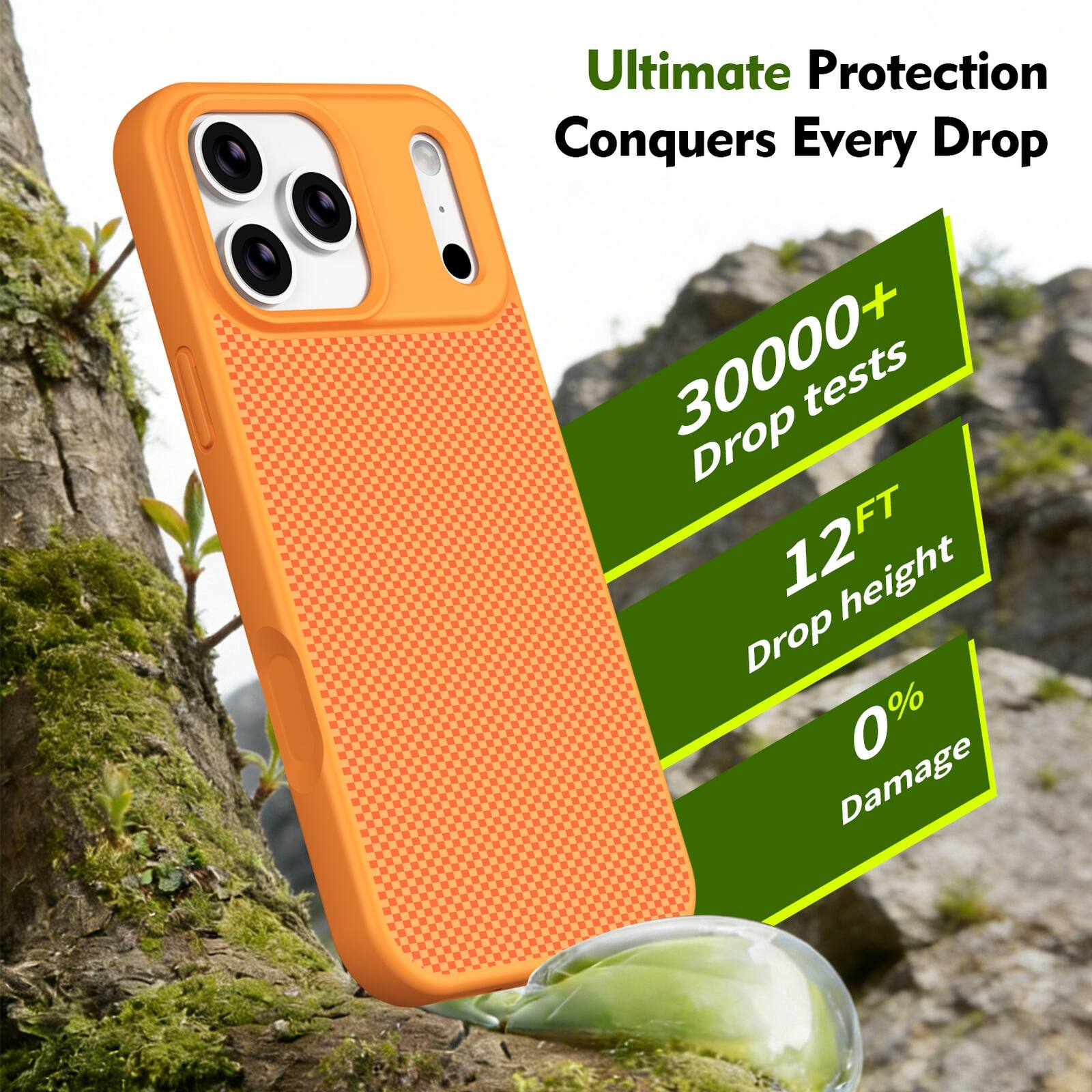 Ultimate Protection Conquers Every Drop  
30000+ Drop tests  
12FT Drop height  
0% Damage