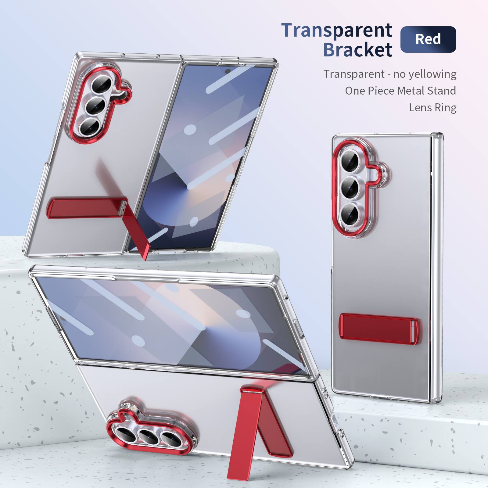Transparent Bracket  
Transparent - no yellowing  
One Piece Metal Stand  
Lens Ring