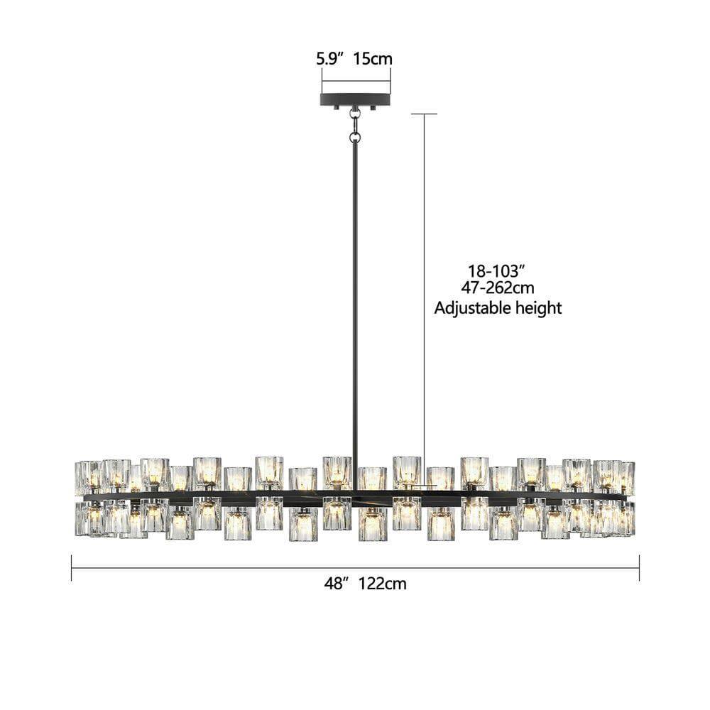 5.9" 15cm  
18-103" 47-262cm Adjustable height  
48" 122cm