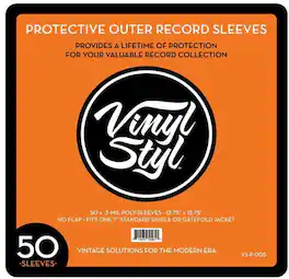 PopMarket - Vinyl Styl® VS-P-014 12 Inch Vinyl Record Outer Sleeve Polyethylene - 50 Count (Clear) - BAGS / SLEEVES - Multicolor