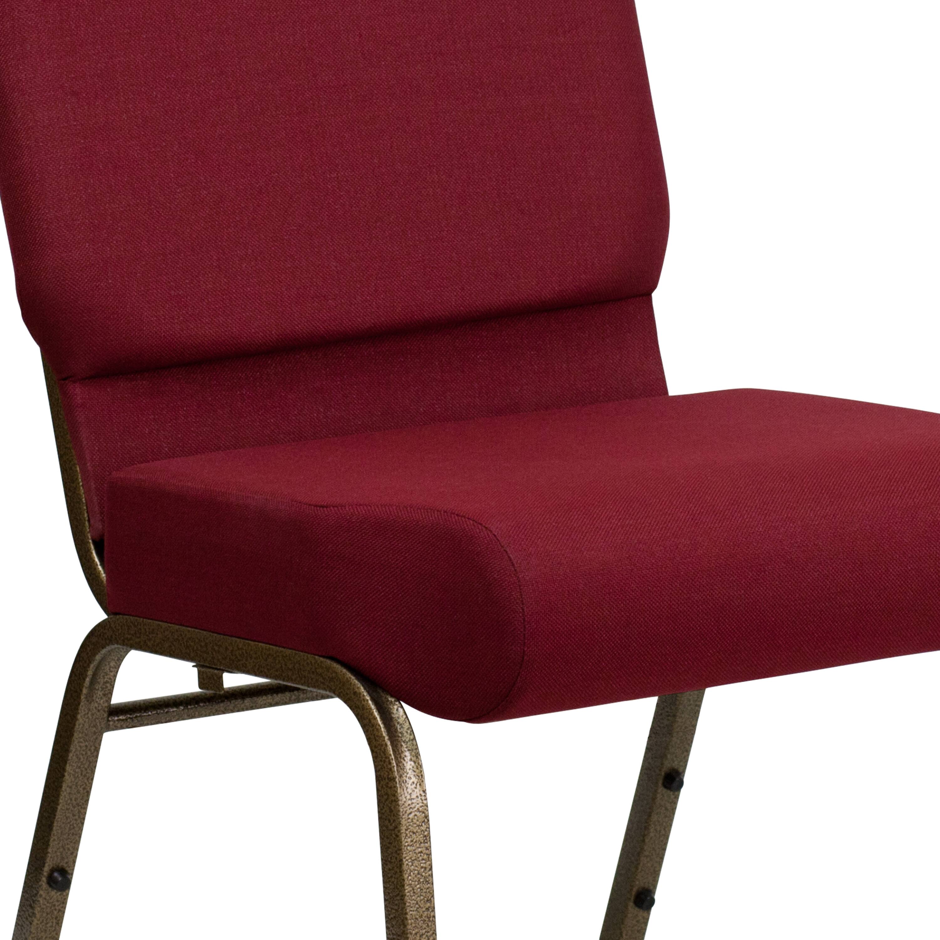 Alt View 9. Emma + Oliver - 4 Pack 21''W Stacking Church Chair - Burgundy Fabric/Gold Vein Frame.