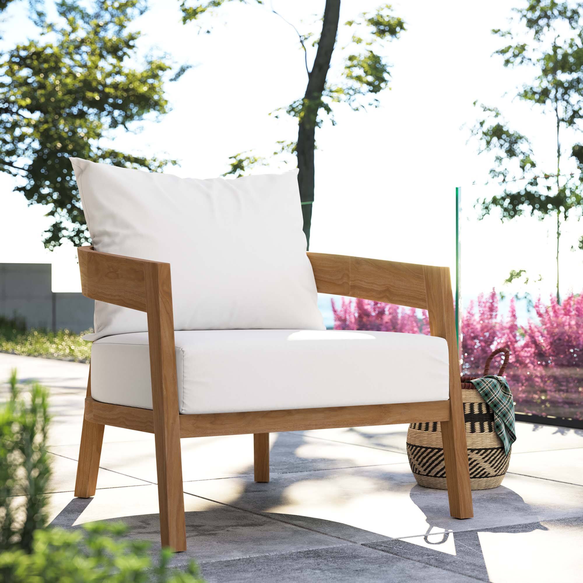 Alt View 6. Modway - Brisbane Teak Wood Outdoor Patio Armchair by Modway - Natural White.