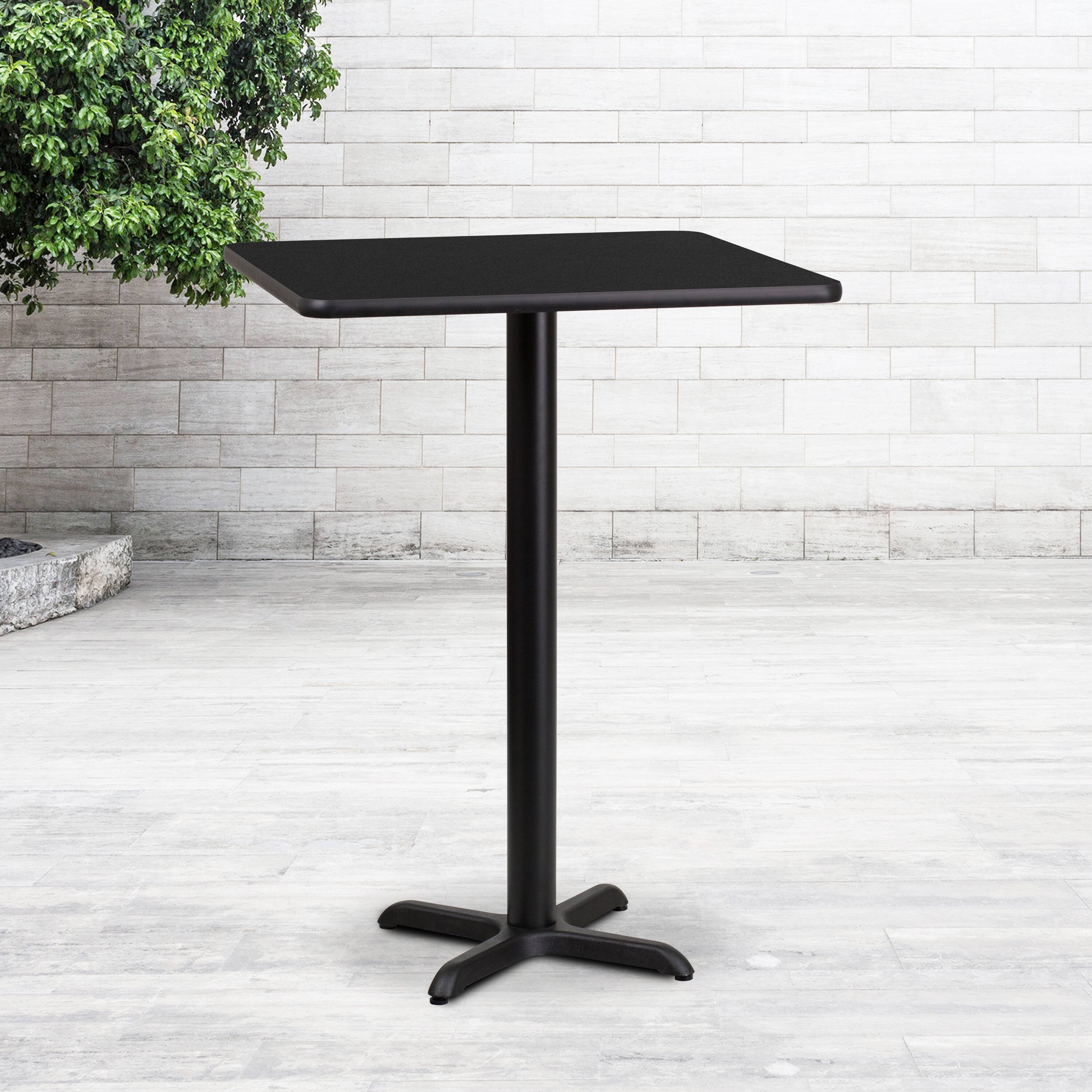 Alt View 1. Emma + Oliver - 24" Square Laminate Table Top with 22"x22" Bar Height Table Base - Black.