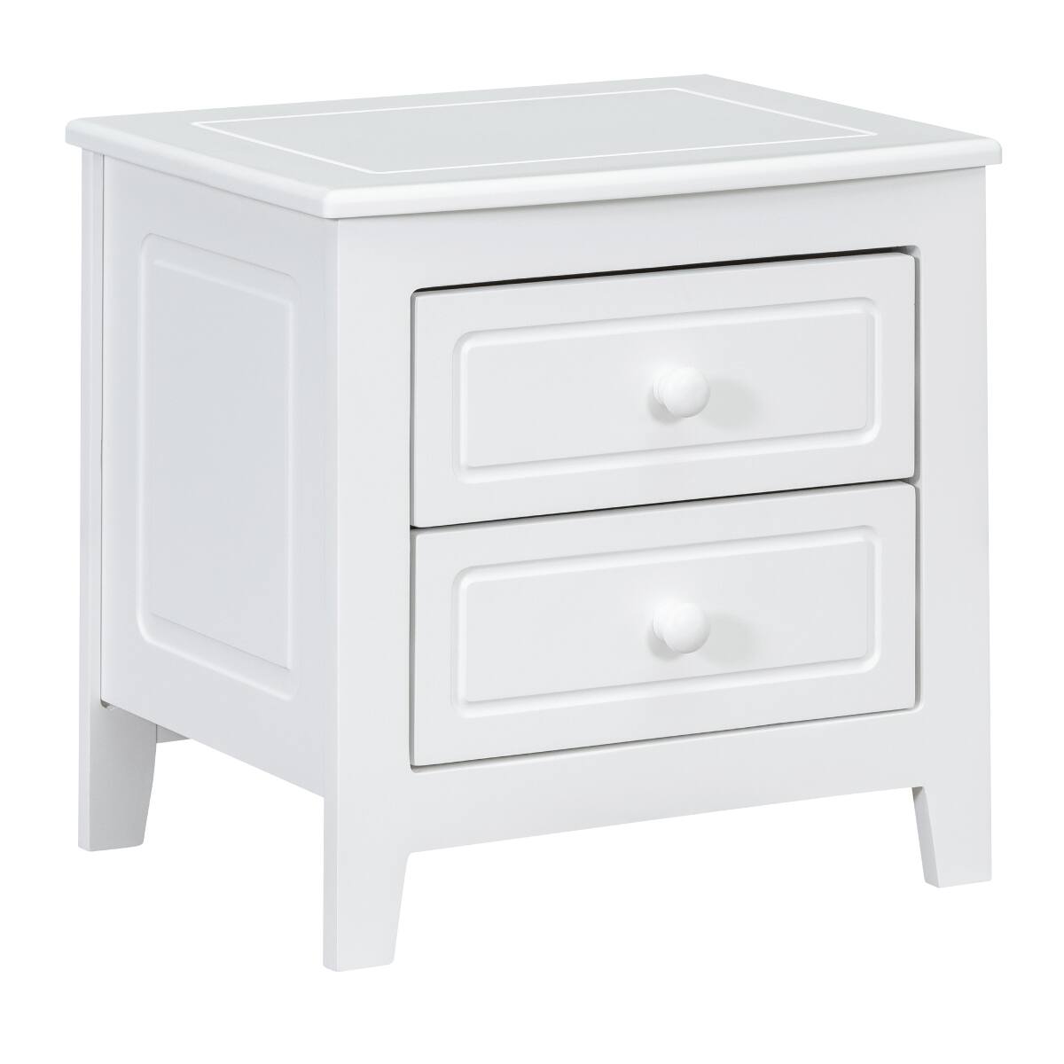 Left. Loheer - Loheer 2 Drawer Nightstand, White Mid Century Bedside Table - White.