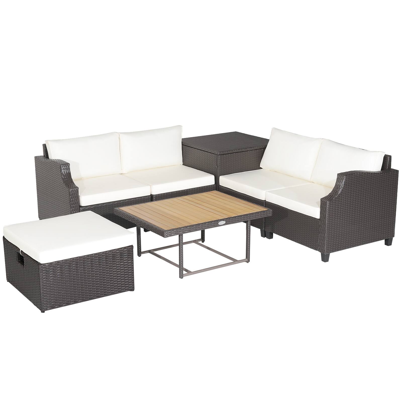 Alt View 6. Gymax - Gymax 7PCS Outdoor Furniture Set w/ PE Wicker Cushions Conversations On The Sectional Sofa Patio - White.