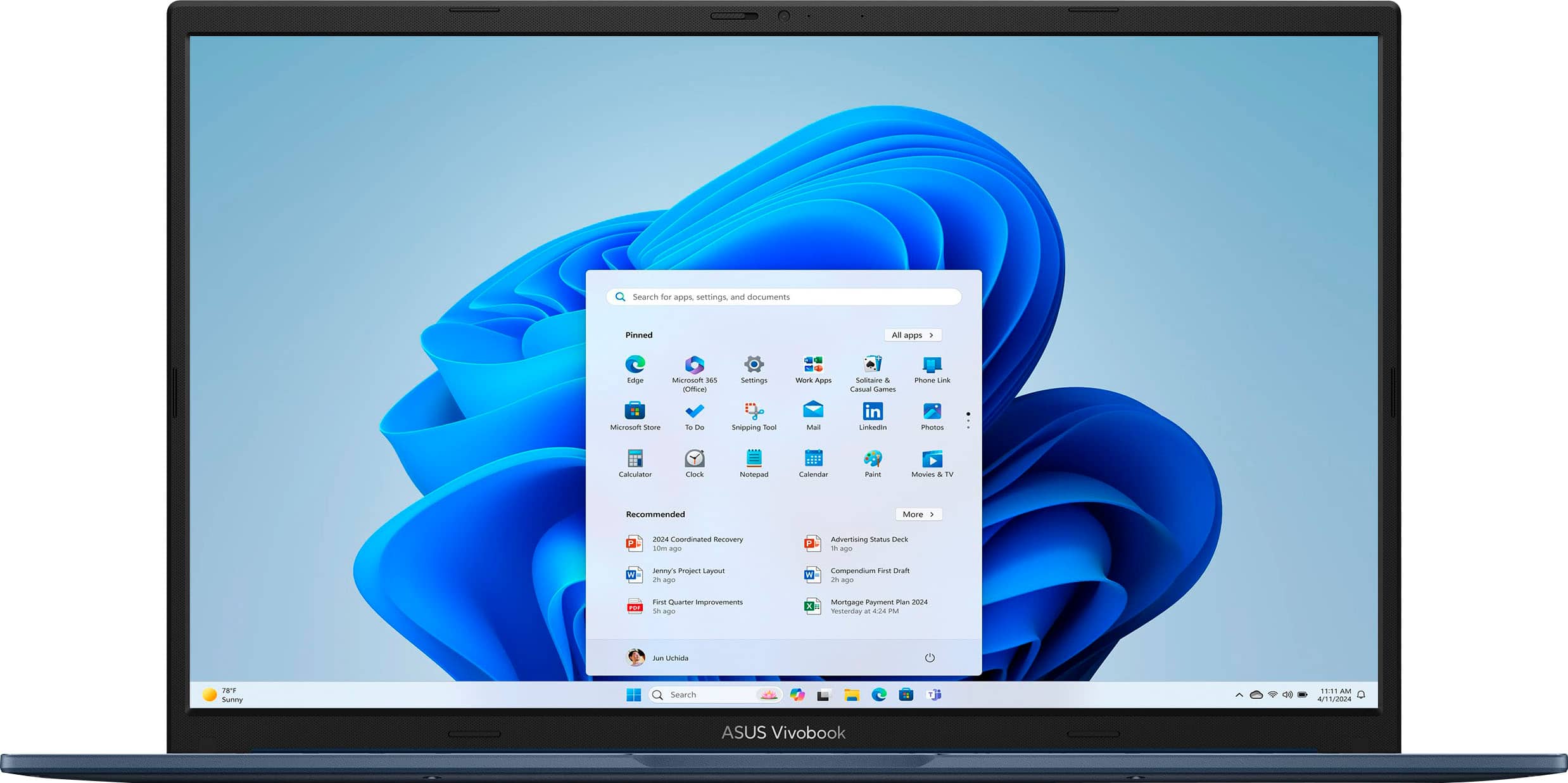 Search for settings and documents Pinned All pn Edge Microsol ses (Omice Settings -w Apge Soditane & Casual Cames Phone Lia Microsoh Store 1o Bo Snipping Too Mal in hkd motos cltor clock Nutegred 14 Coendiar Paie Sowers & IV Recommended More 2024 Coordinated Recouery tioo ago Advertising Status Bock 1 ape Jevo's Project Layout 2 ag Compendium Bwet TwuR 2 nge Fut CUrer impeqvement s ma x Mortgage Payment Pan 2024 Nestenday - 404 P Aum LAmida Pere Suanny Search ...1 - TUAE ASUS Vivobook