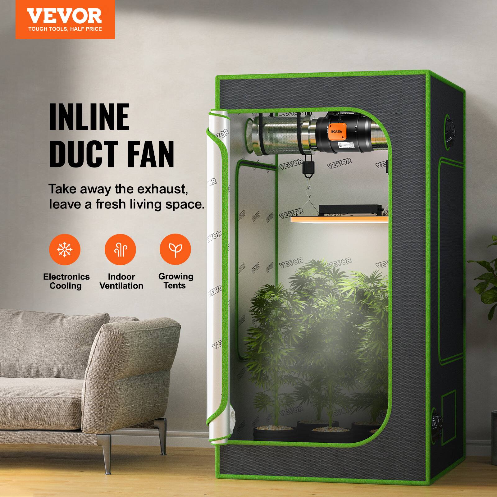 VEVOR TOUGH TOOLS, HALF PRICE INLINE DUCT FAN  
Take away the exhaust, leave a fresh living space.  
Electronics Indoor Growing Cooling Ventilation Tents  
VEVOR VEZAR VEVOR MOLAA VEVOR HEVOR VE VEN VE VEVOR VC5