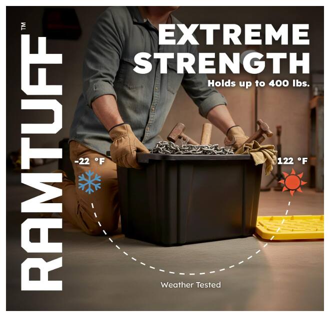 RAMTUFF™  
EXTREME STRENGTH  
Holds up to 400 lbs.  
-22°F  
122°F  
Weather Tested