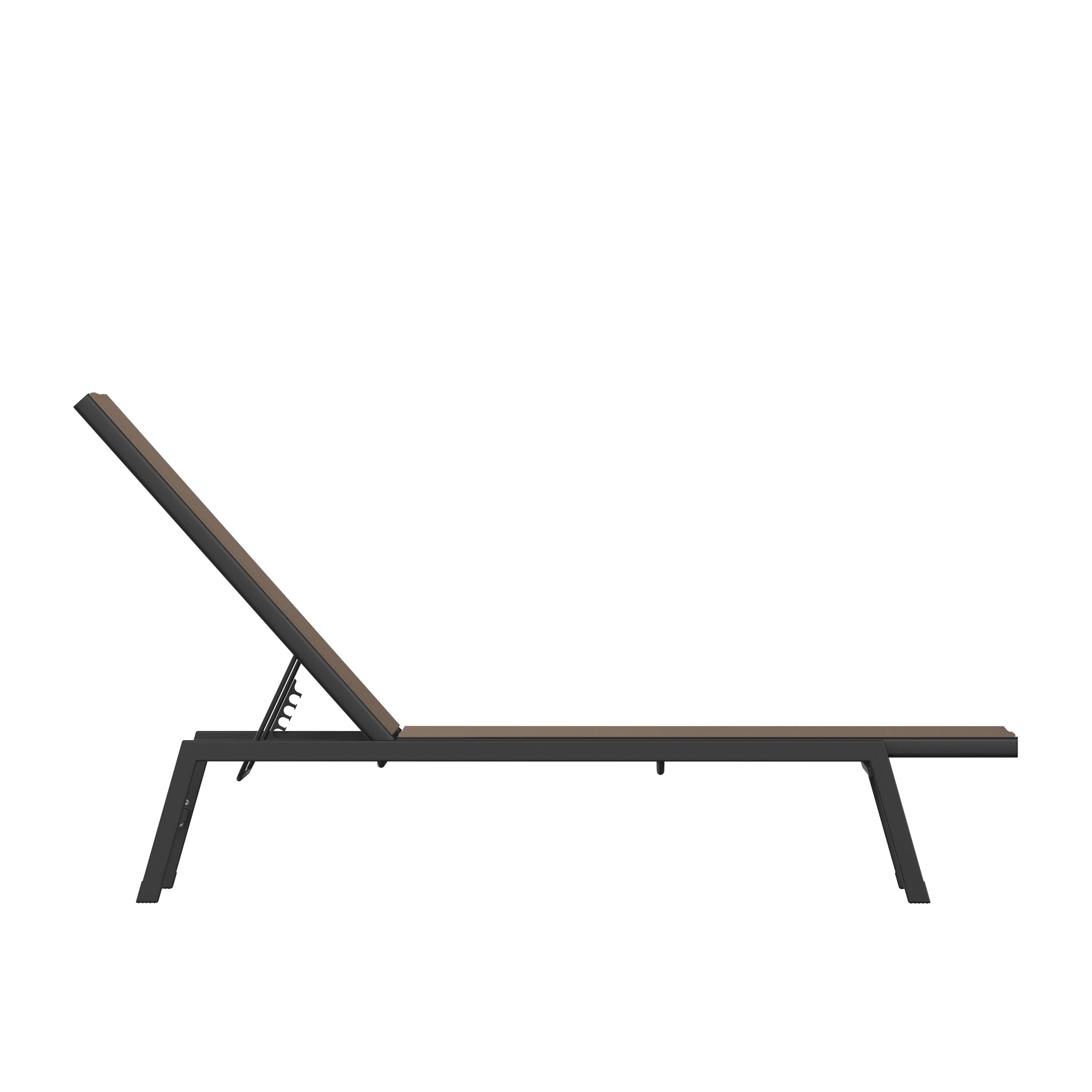 Alt View 8. Emma + Oliver - Braelin Textilene Adjustable 5 Position Patio Chaise Lounge and Metal Frame - Brown.