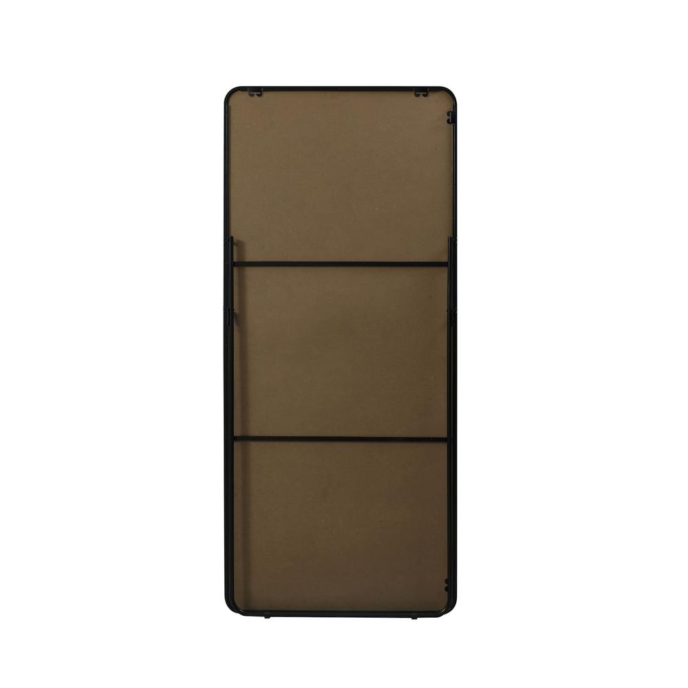 Angle. Elegant Decor - Soft Corner Metal Rectangle Mirror 32x72 Inch in Black - Black.