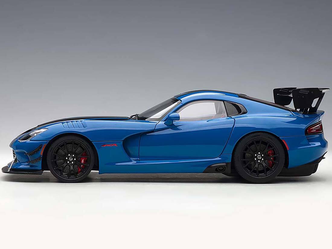 Alt View 3. Autoart - 2017 Dodge Viper ACR Competition Blue with Black Stripes 1/18 Model Car by Autoart.