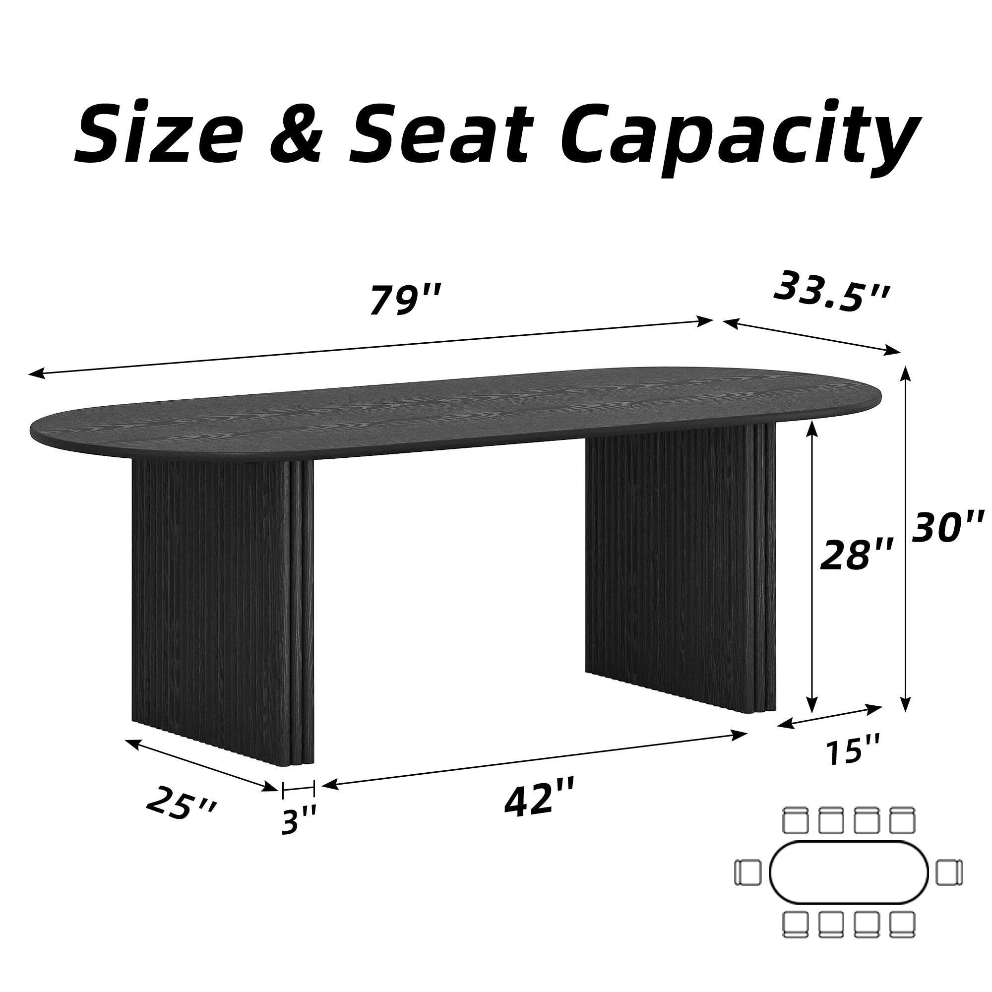 Size & Seat Capacity

- Diameter: 79"
- Height: 33.5"
- Width: 30"
- Depth: 28"
- Base Width: 25"
- Base Depth: 3"
- Base Height: 15"
- Seat Capacity: 42"