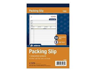 Packing Slip  
123456  
Packing Slip 17 T5082  

50 carbonless sets  
3 part form  

Packing Slip  
consecutively numbered  
5" x 8" (141 x 214 cm)  

CTOPS CSC 15042