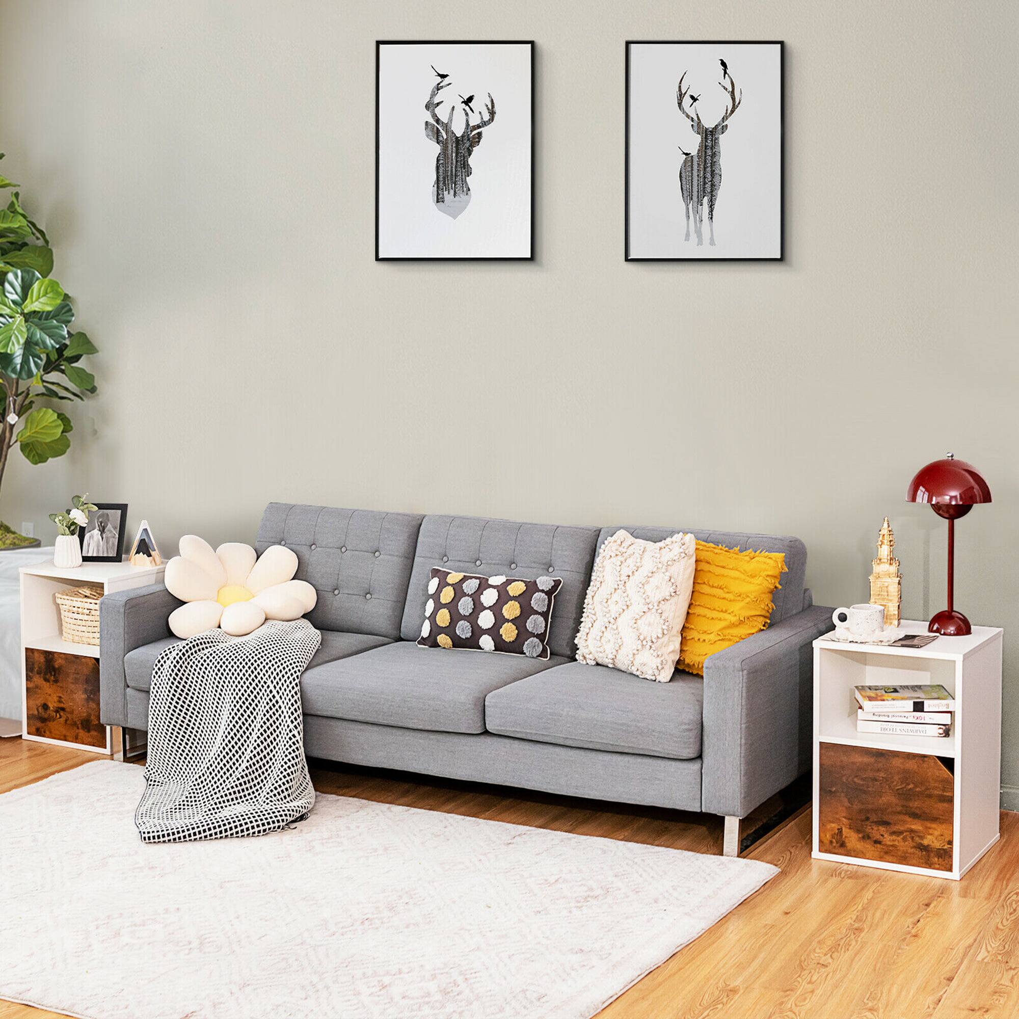 Alt View 2. Gymax - Gymax Set of 2 Nightstands Side End Table Storage Cabinet Shelf Living Room White - White.