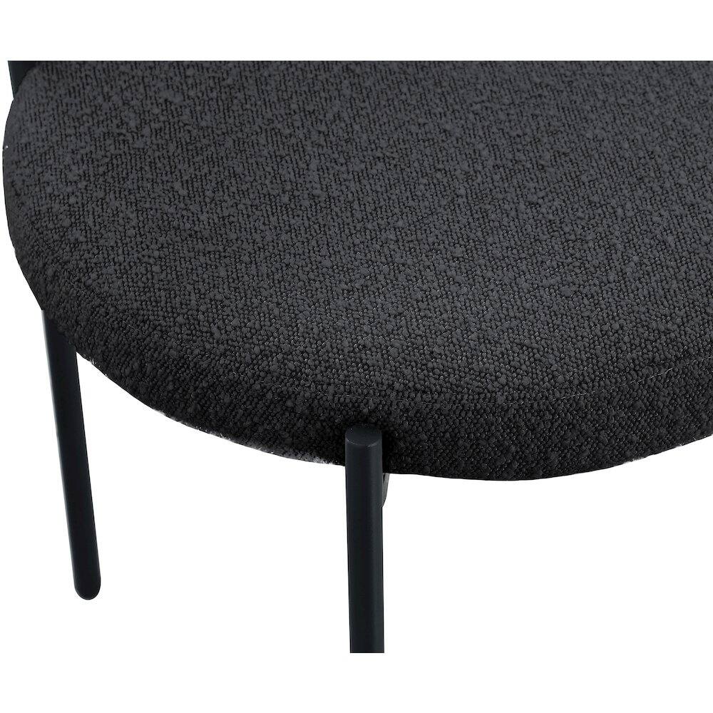 Alt View 4. Meridian Furniture - Beacon Black Boucle Fabric Dining Chair, Set of 2 - Black.