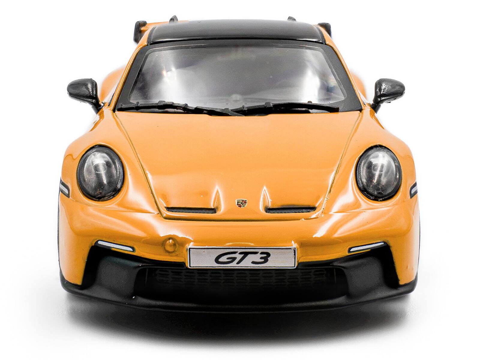Back. Solido - 2023 Porsche 911 (992) GT3 Signal Yellow with Black Top 1/43 Diecast Model Car by Solido - Yellow with Black Top.