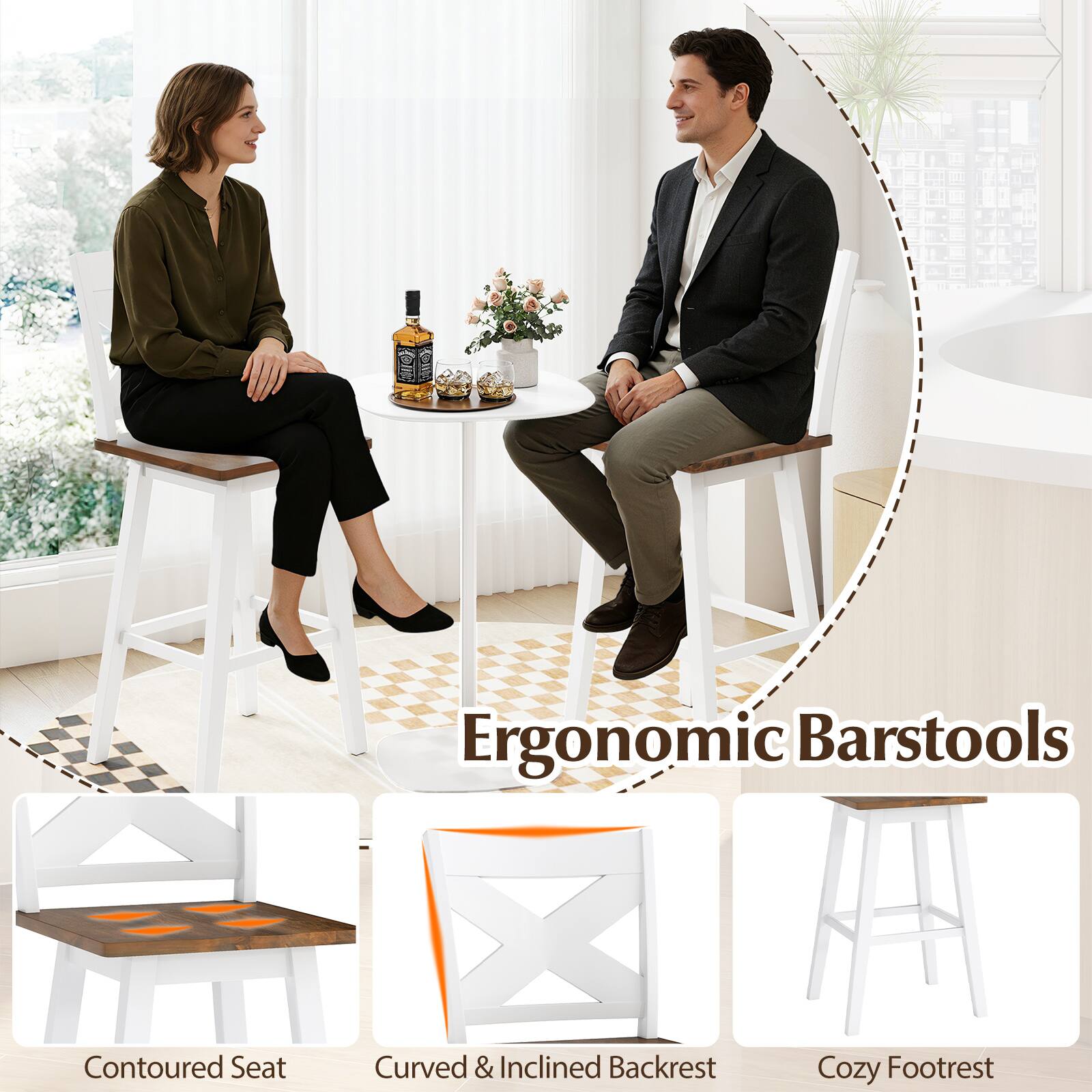 Ergonomic Barstools

- Contoured Seat
- Curved & Inclined Backrest
- Cozy Footrest