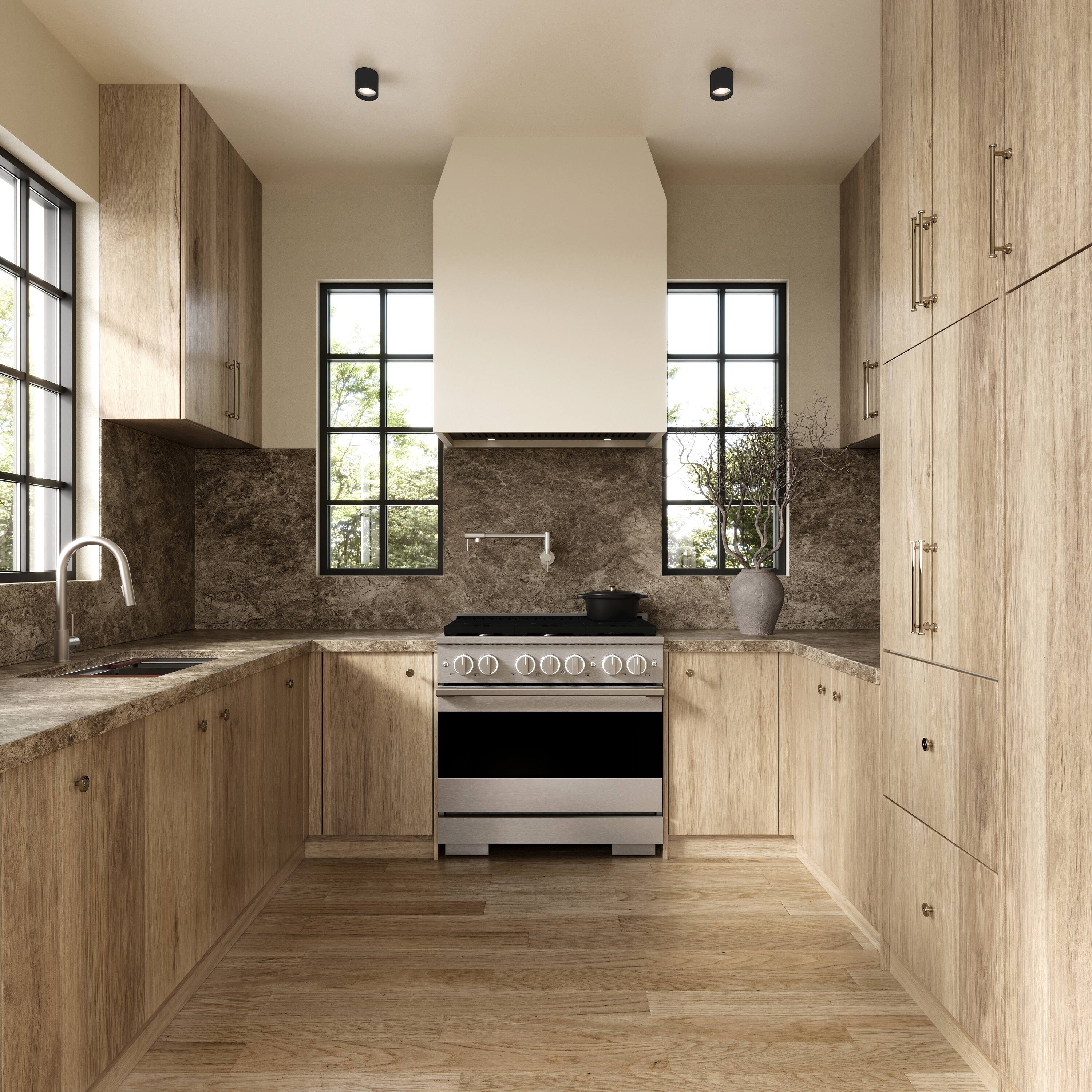 Alt View 2. ZLINE - 36 in. 5.2 cu. ft. Marino Freestanding Gas Range with Manual Clean Convection Gas Oven with 6 Brass Burners - Satin Stainless Steel.
