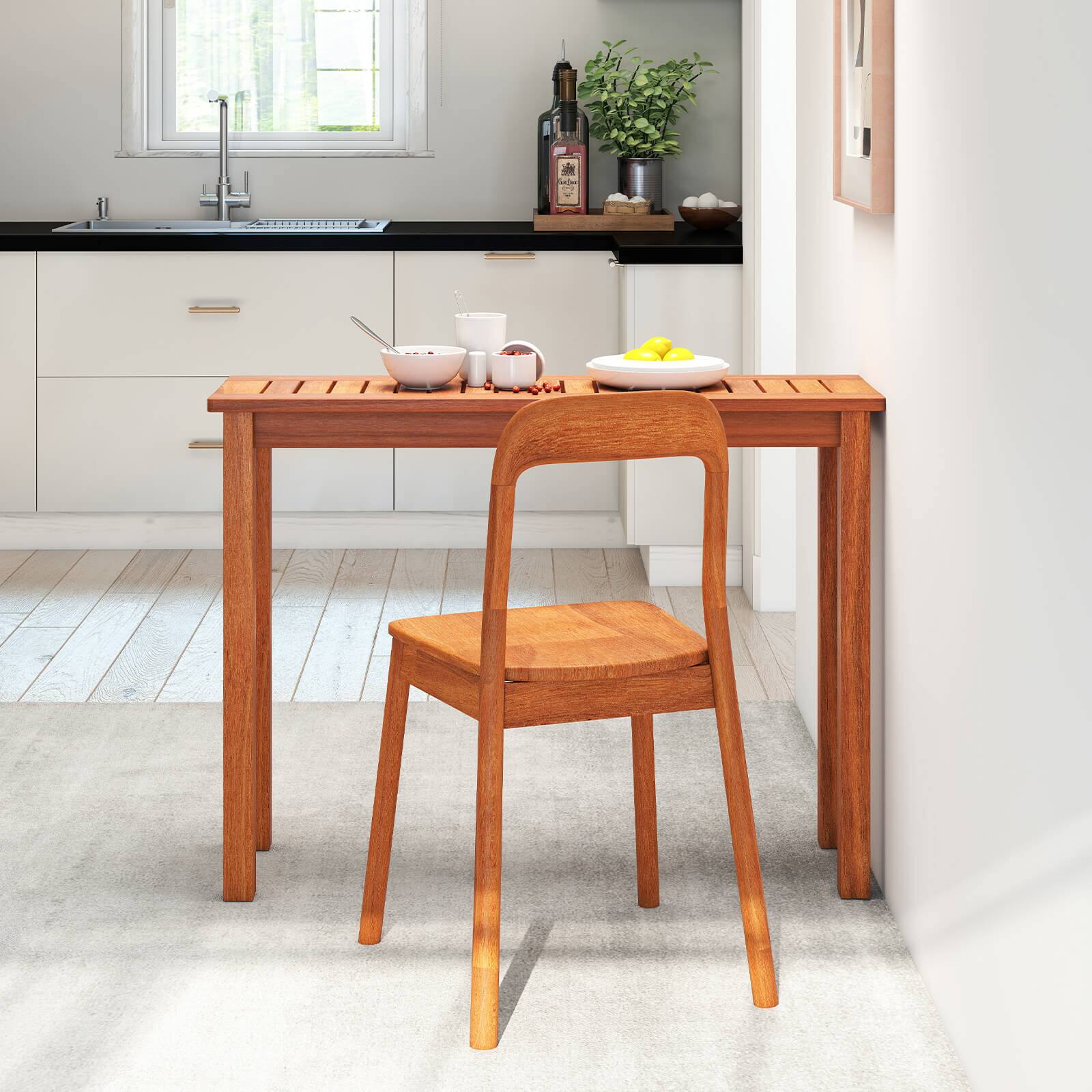 Alt View 4. Costway - Costway 1 PCS Outdoor Indoor Dining Table with Slatted Tabletop Buffet Bar Storage Organizer - Brown.