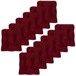 Sweet Home Collection - Crushed Memory Foam Tufted Chair Cushion Non Slip Microdot Rubber Back, 12-Pack - Burgundy