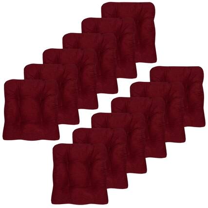 Front. Sweet Home Collection - Crushed Memory Foam Tufted Chair Cushion Non Slip Microdot Rubber Back, 12-Pack - Burgundy.