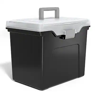 Front. Staples - Staples File Box File Portable Tote, Letter Size, Black (140163/110997) - Black.