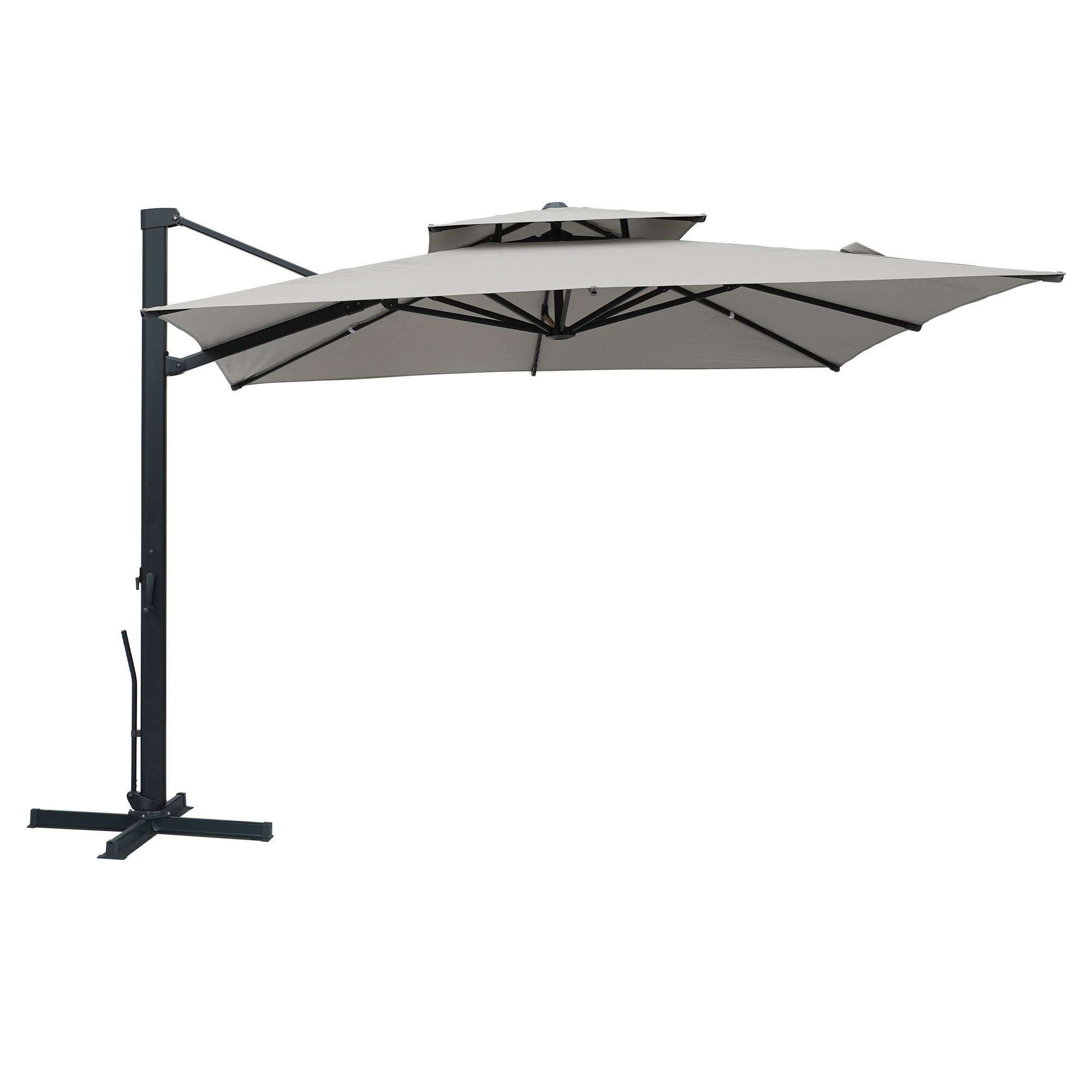 Mondawe - 10x10ft Patio Cantilever Umbrella Large Square Double Top Offset Umbrella - Gray