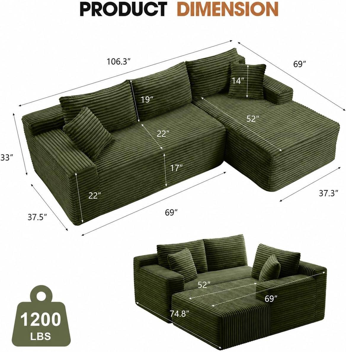 PRODUCT DIMENSION

- 106.3"
- 69"
- 14"
- 19"
- 52"
- 22"
- 33"
- 17"
- 22"
- 37.3"
- 37.5"
- 69"
- 52"
- 1200 LBS
- 74.8"