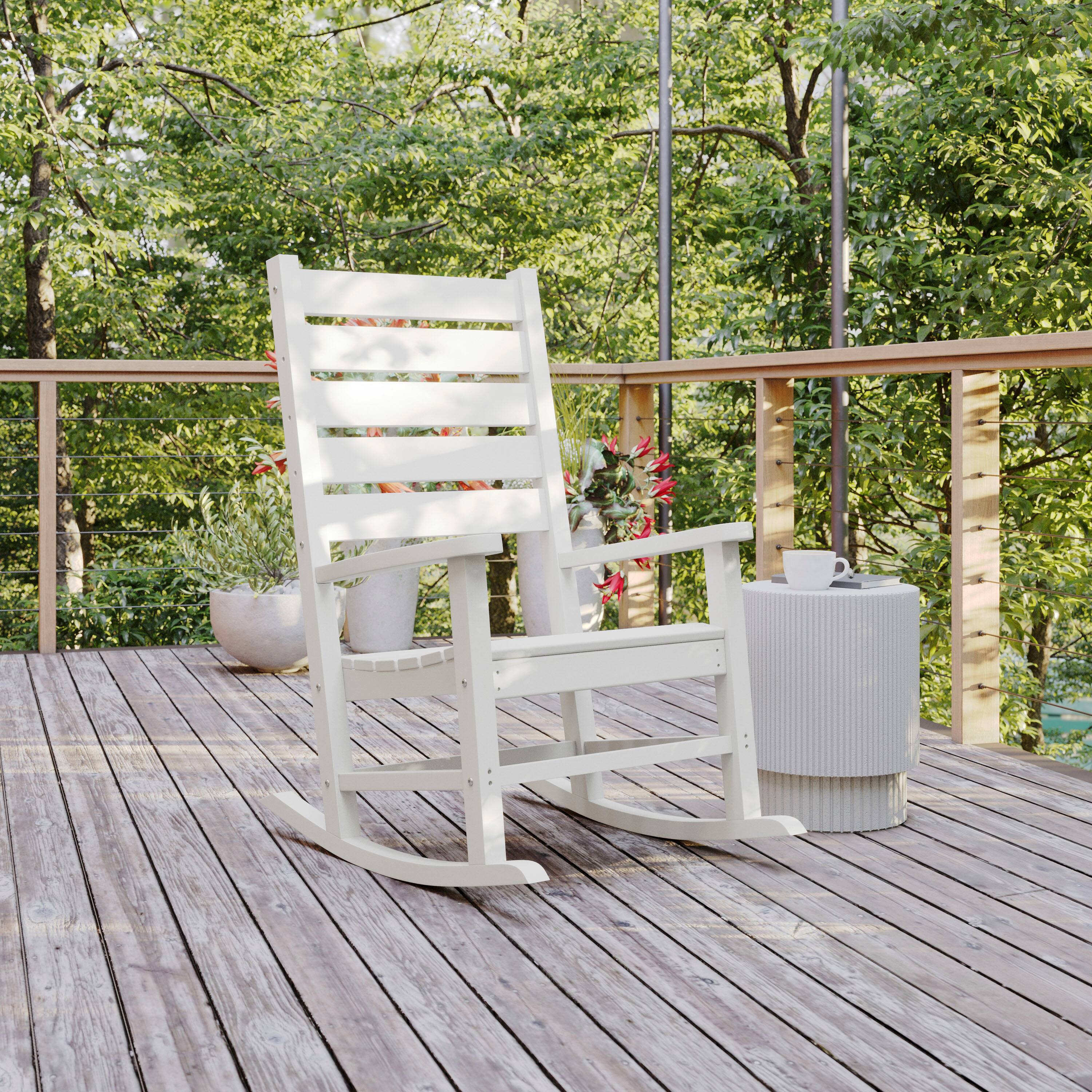 Alt View 1. Flash Furniture - Manchester Contemporary Rocking Chair, All-Weather HDPE Indoor/Outdoor Rocker in White - White.
