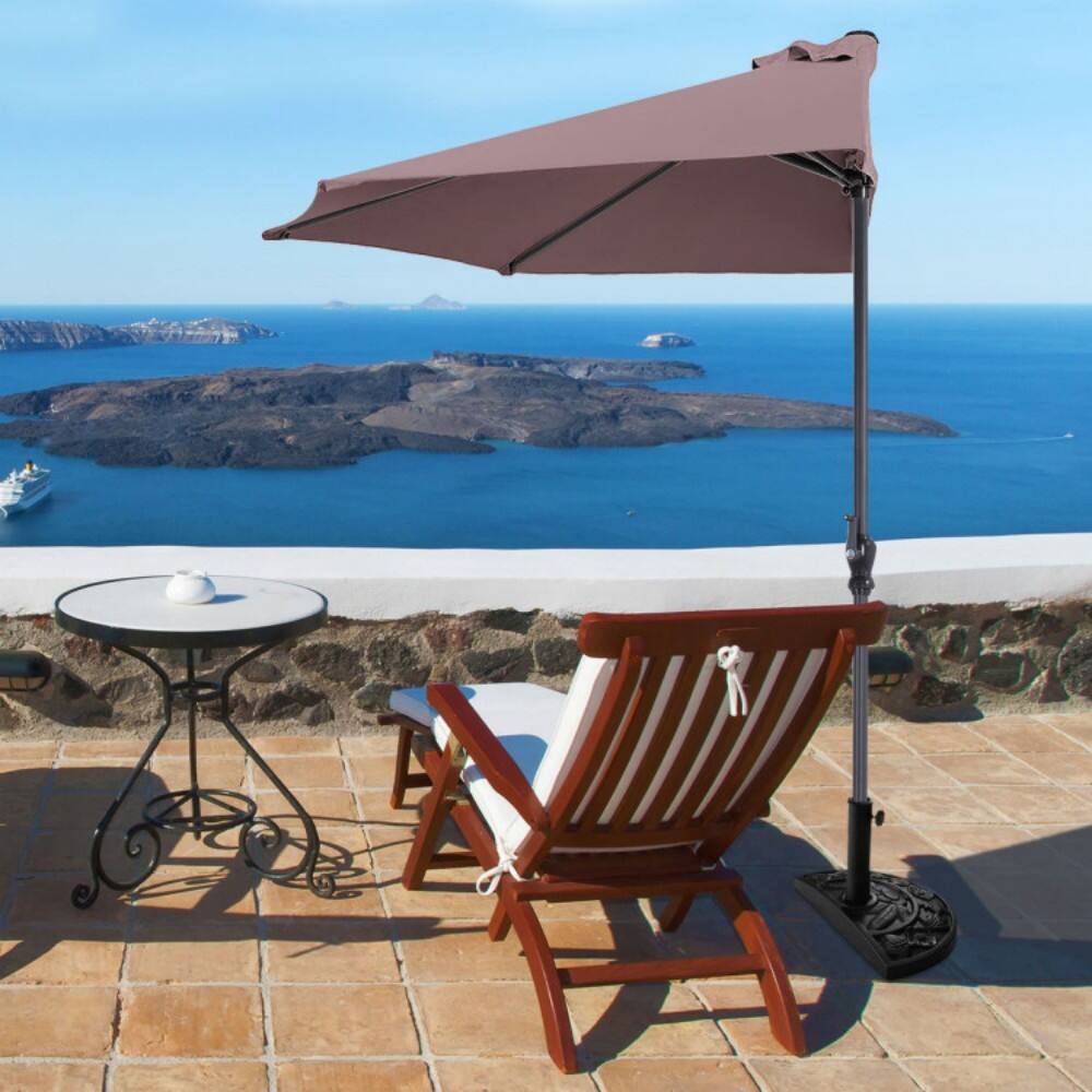 Back. Mondawe - 9 Ft Patio Umbrella Bistro Half Round without Weight Base - Tan.