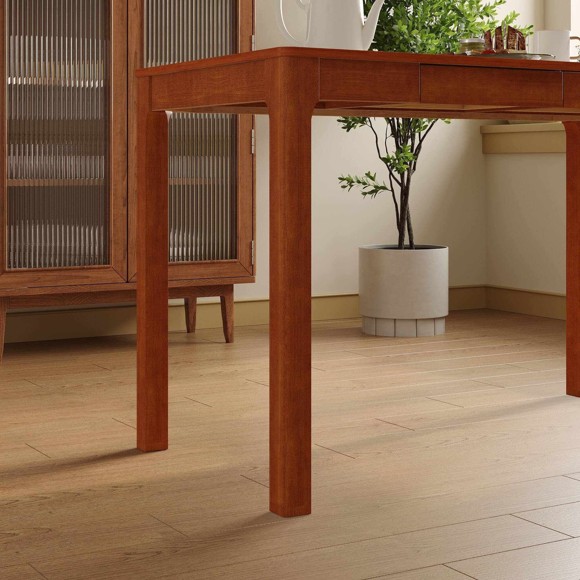 Alt View 10. Famapy - Famapy Solid Wood Desk with Drawers: Minimalist, Functional & Warm Home Office Essential - Brown.